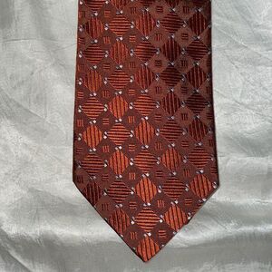 Joseph Abboud orange diamonds silk tie